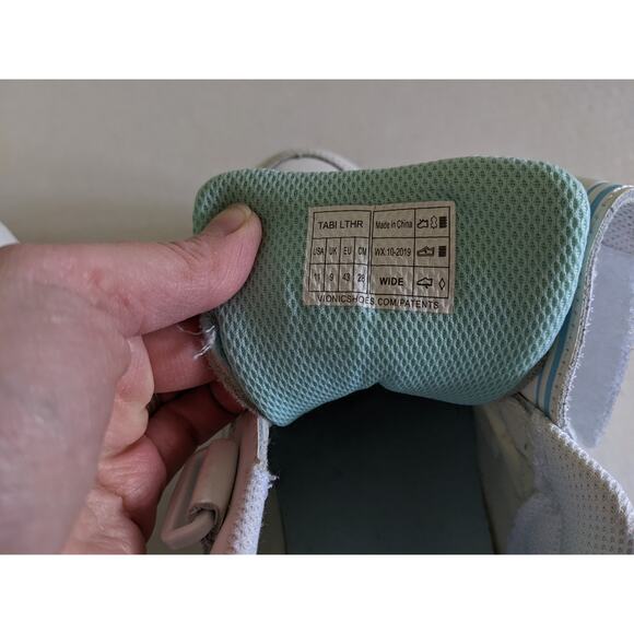 Vionic Tabi Leather Womens 11 Wide Hook & Loop White Blue Walking Sneakers - Picture 8 of 8